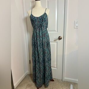 Love Fire Blue Smocked Maxi‎ Sundress